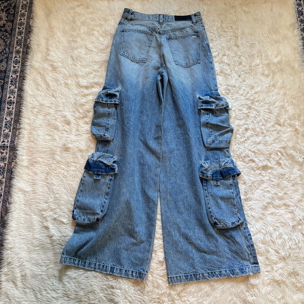 AMIRI Baggy Mid- Rise Wide Leg Cargo Jeans - Size Small - Picture 8 of 11